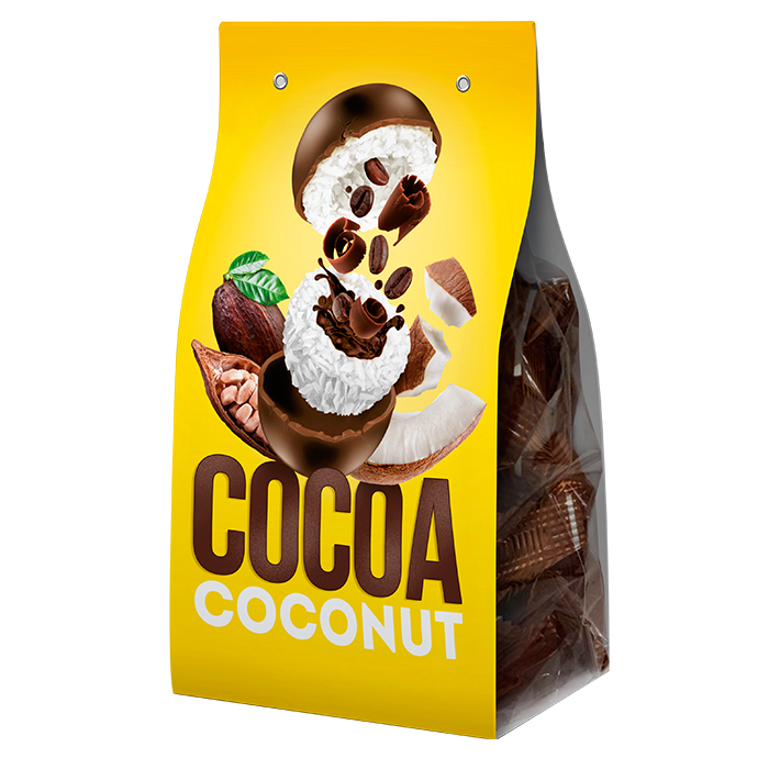 Конфета глазированная кокосовая с начинкой "Какао"